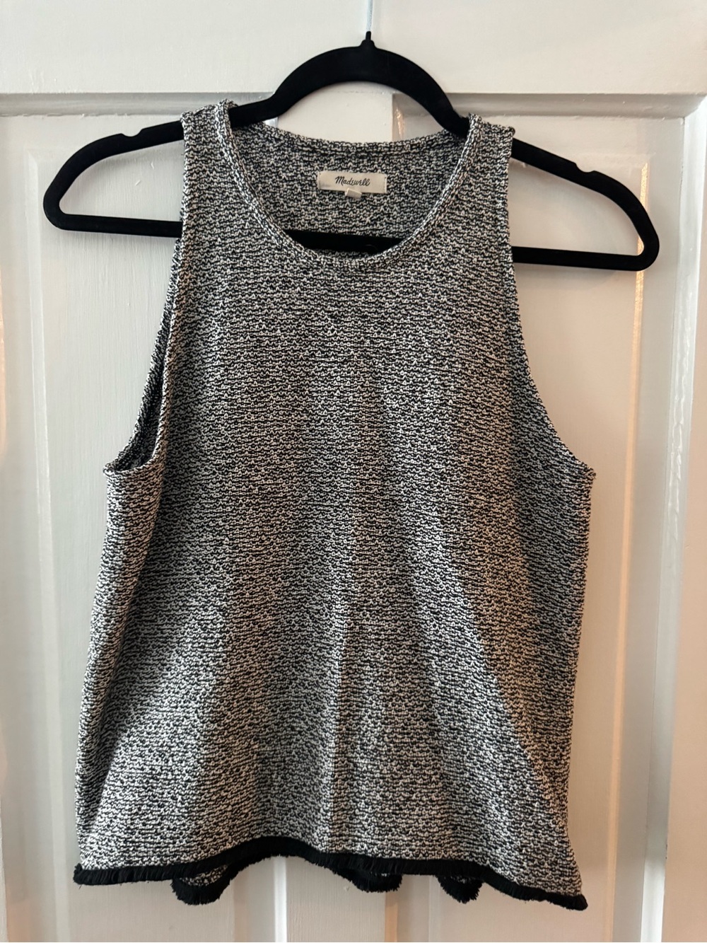 Madewell Black & White Textured Knit Tank